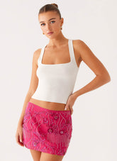 Adored By You Mini Skirt - Fuschia