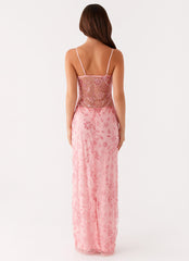 Akira Beaded Maxi Dress - Pink Orange