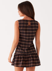 Arizona Mini Dress - Brown Black Check