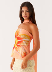 Blaise Scarf Top - Orange Floral