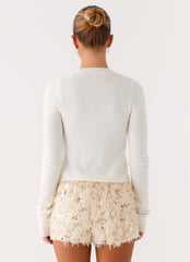 Candy Sequin Mini Shorts - White