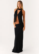 Canyon Chiffon Maxi Skirt - Black