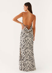 Gianni Cowl Maxi Dress - Zebra
