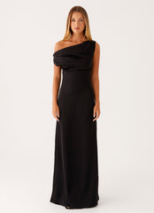 Heart Of Glass Satin Maxi Dress - Black