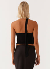 Hot Like Me Scarf Top - Black