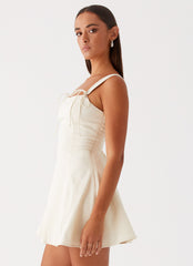Jamaya Tie Mini Dress - Ivory
