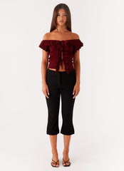 Keeta Frill Top - Burgundy
