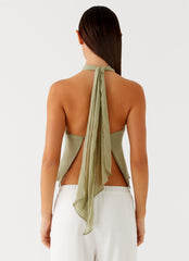 Maddox Scarf Top - Sage