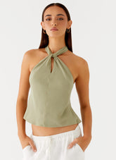 Maddox Scarf Top - Sage