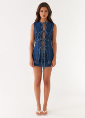 Maysa Low Rise Mini Skirt - Dark Blue