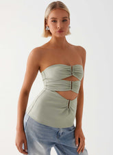 Micha Strapless Top - Khaki