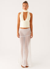 Milos Scarf Halter Neck Top - Yellow