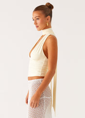 Milos Scarf Halter Neck Top - Yellow