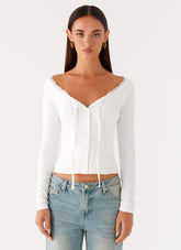 Moda Long Sleeve Top - White