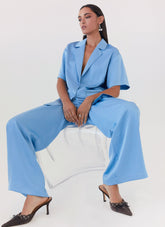 Brinkley Satin Pants - Blue