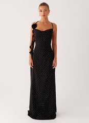 Purely Maxi Dress - Black Polka Dot