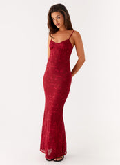 Rosa Corset Maxi Dress - Red