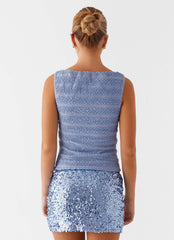 Supernova Boat Neck Top - Blue