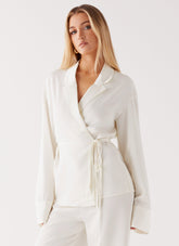 Tammie Tie Side Shirt - Pearl