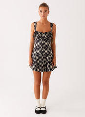Tuni Mini Dress - Taupe Check