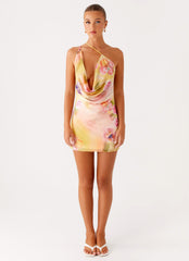 Bohemian Bliss Mesh Mini Dress - Sunburst Floral