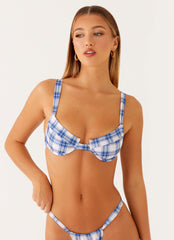Airlie Balconette Bikini Top - Ivory Blue Check