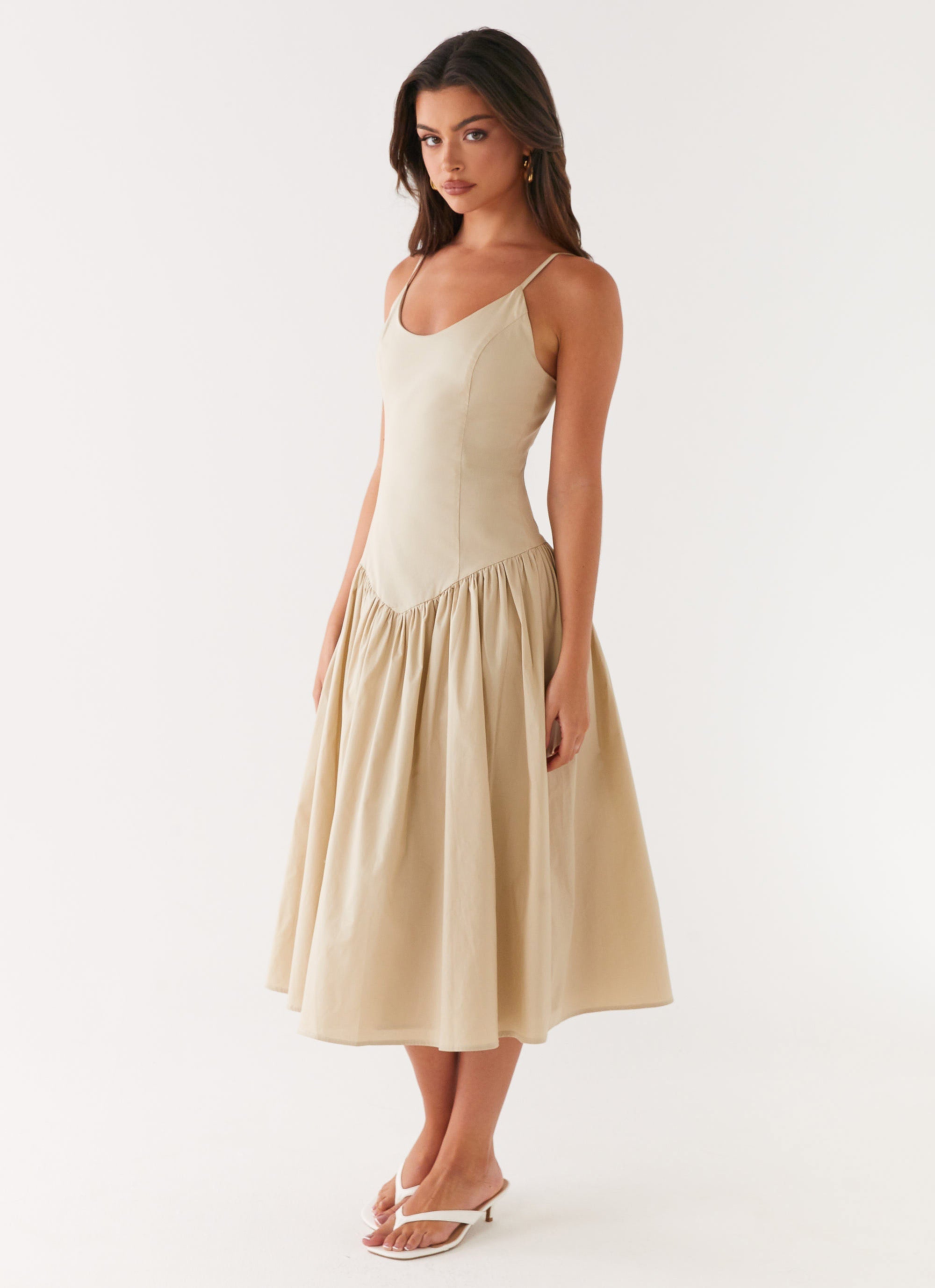 Azalea Midi Dress - Beige