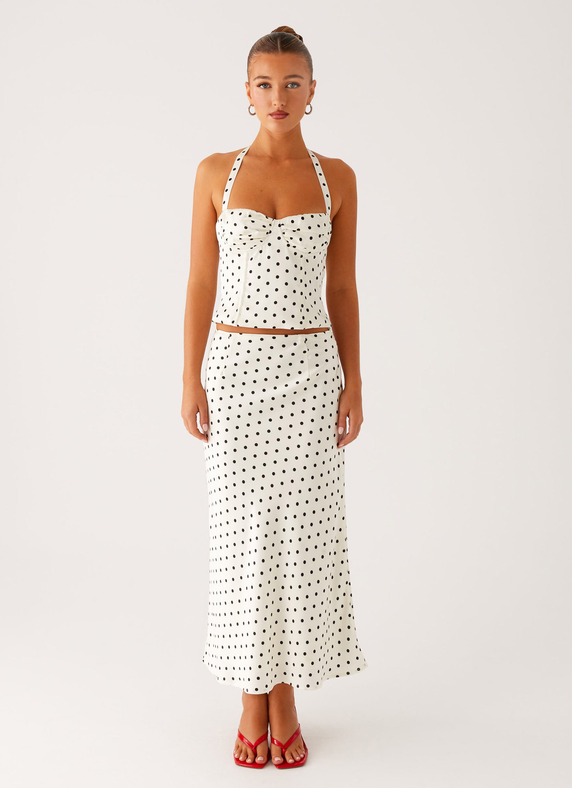 Breanne Top - White Polka Dot