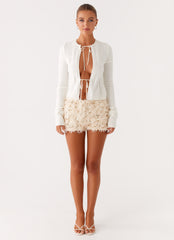 Candy Sequin Mini Shorts - White