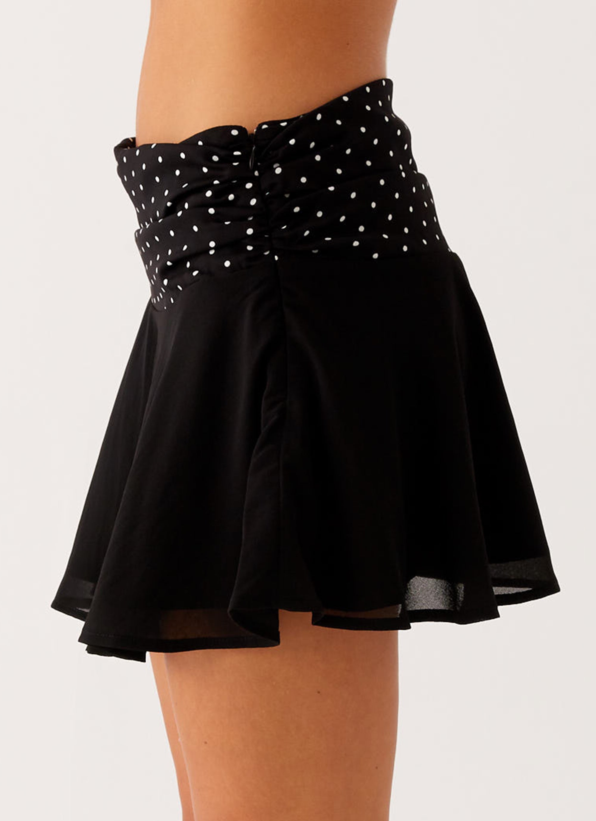 Colby Mini Skirt - Black Polka Dot