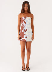 Denby Strapless Mini Dress - Bloom Wave Print