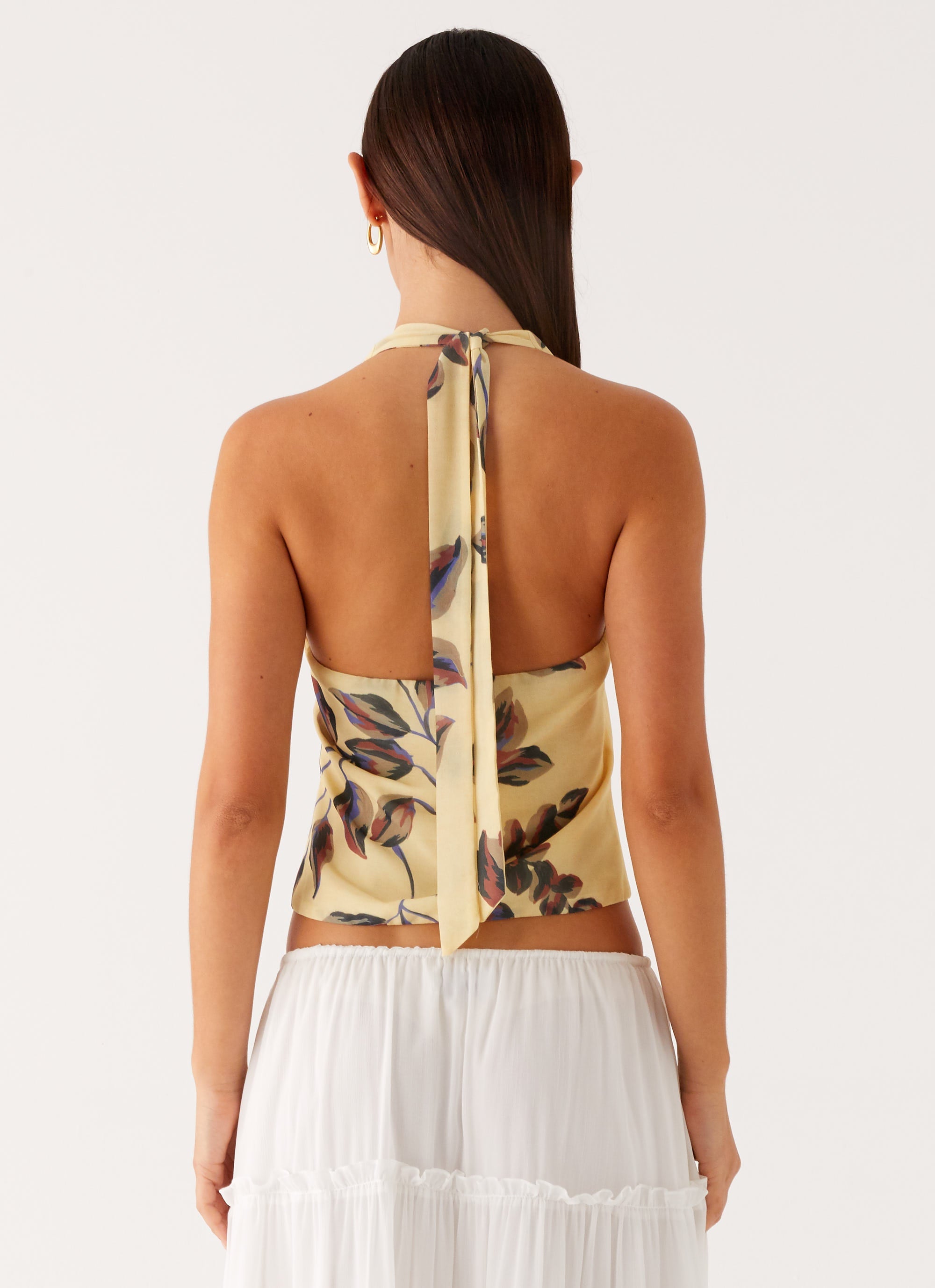 Devoted Halterneck Top - Buttercream Floral