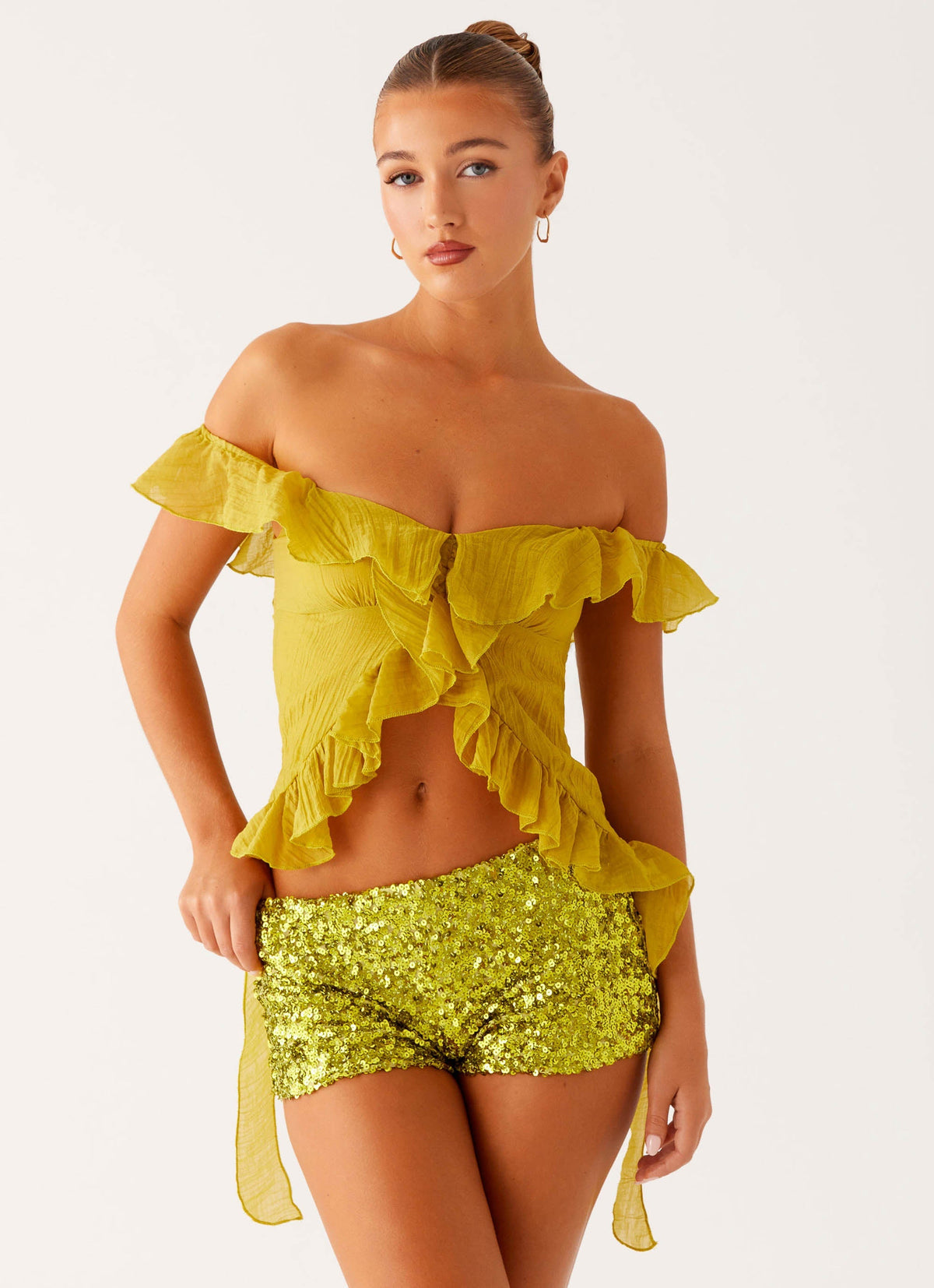 Dylan Off Shoulder Top - Lime
