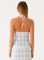 Esther Top - Blue Check Seersucker