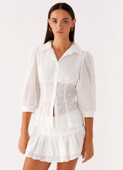 Frida Broderie Top - White