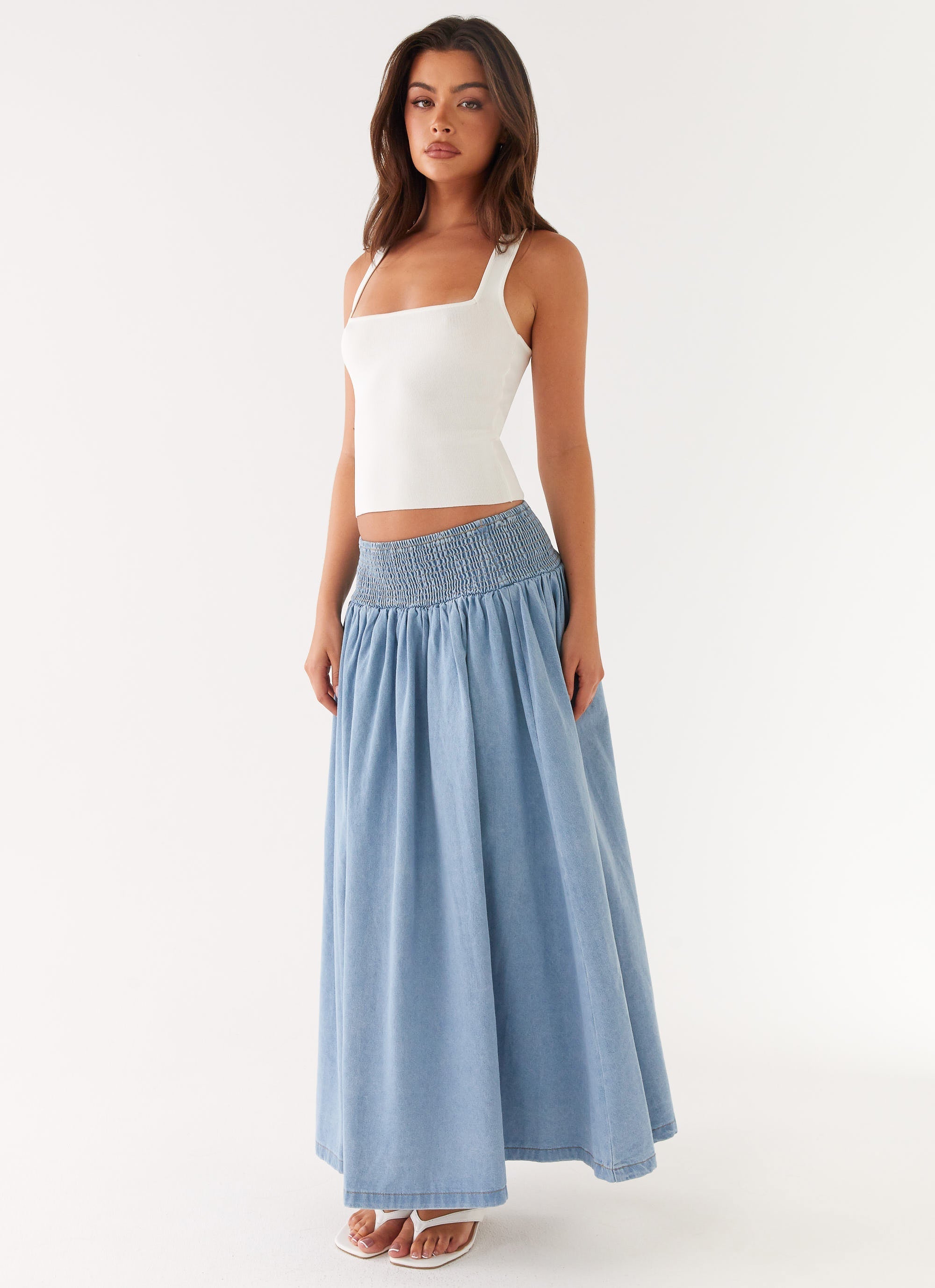 Heater Midi Skirt - Washed Blue