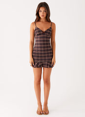 Karis Mini Dress - Brown Black Check