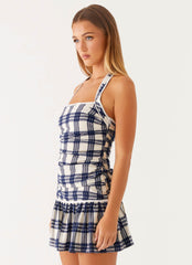 Kaylen Mini Dress - Navy Check Seersucker
