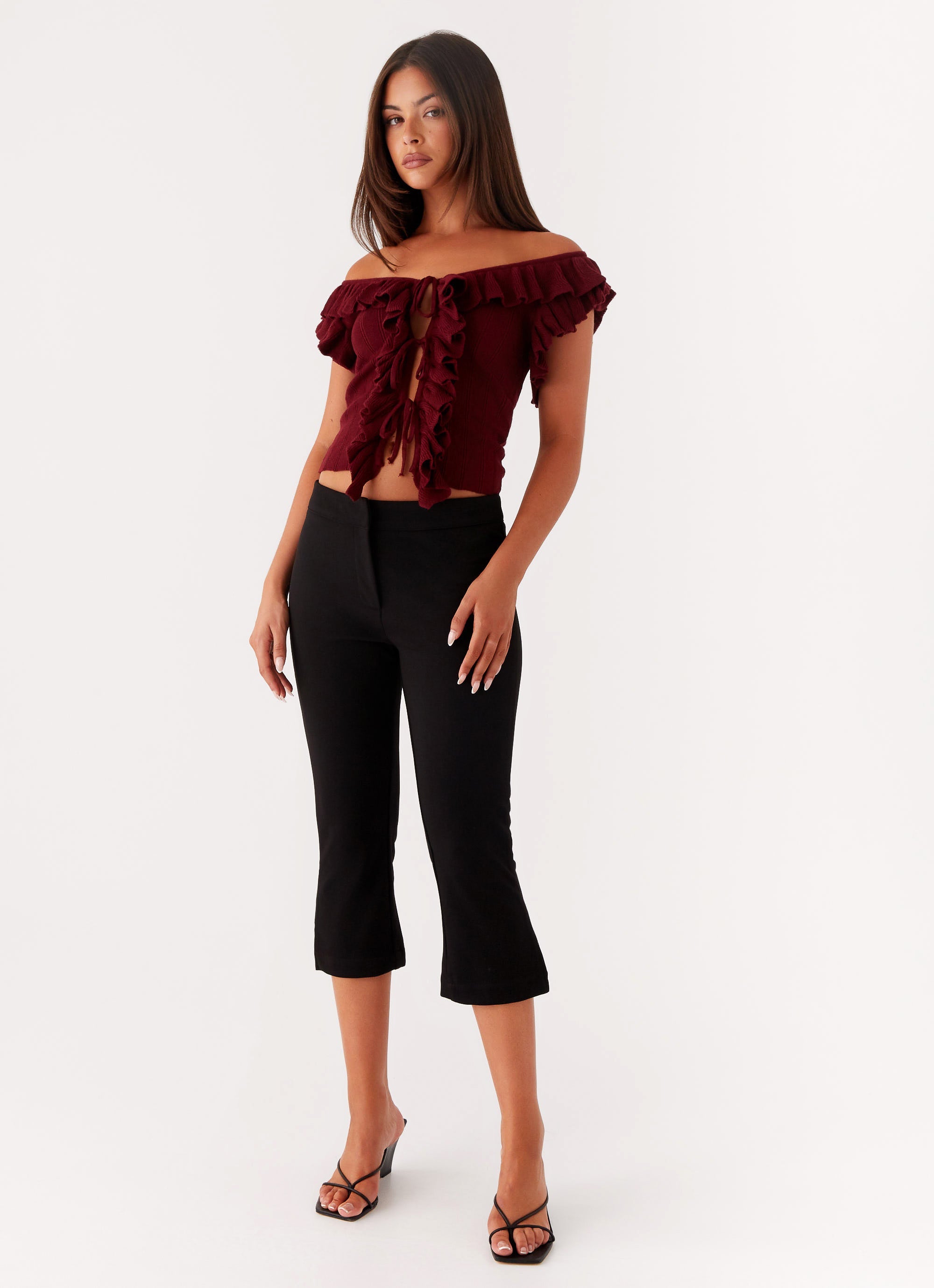Keeta Frill Top - Burgundy