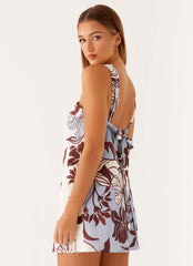 Keira Linen Mini Dress - Bluewood Blossom