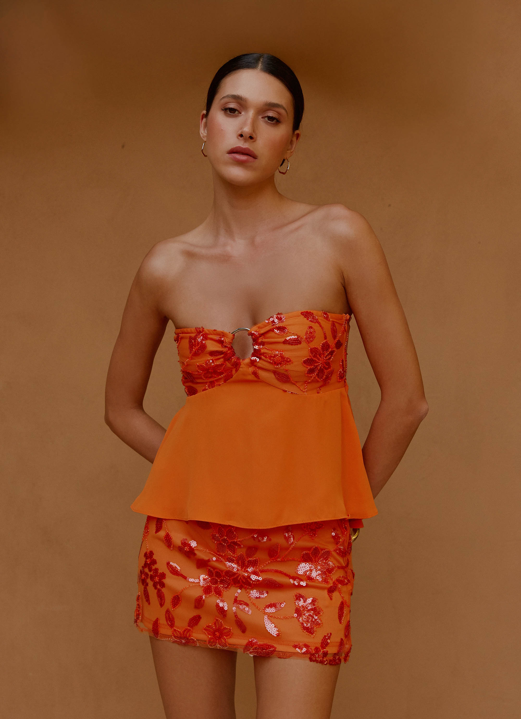 Kenya Beaded Mini Skirt - Orange