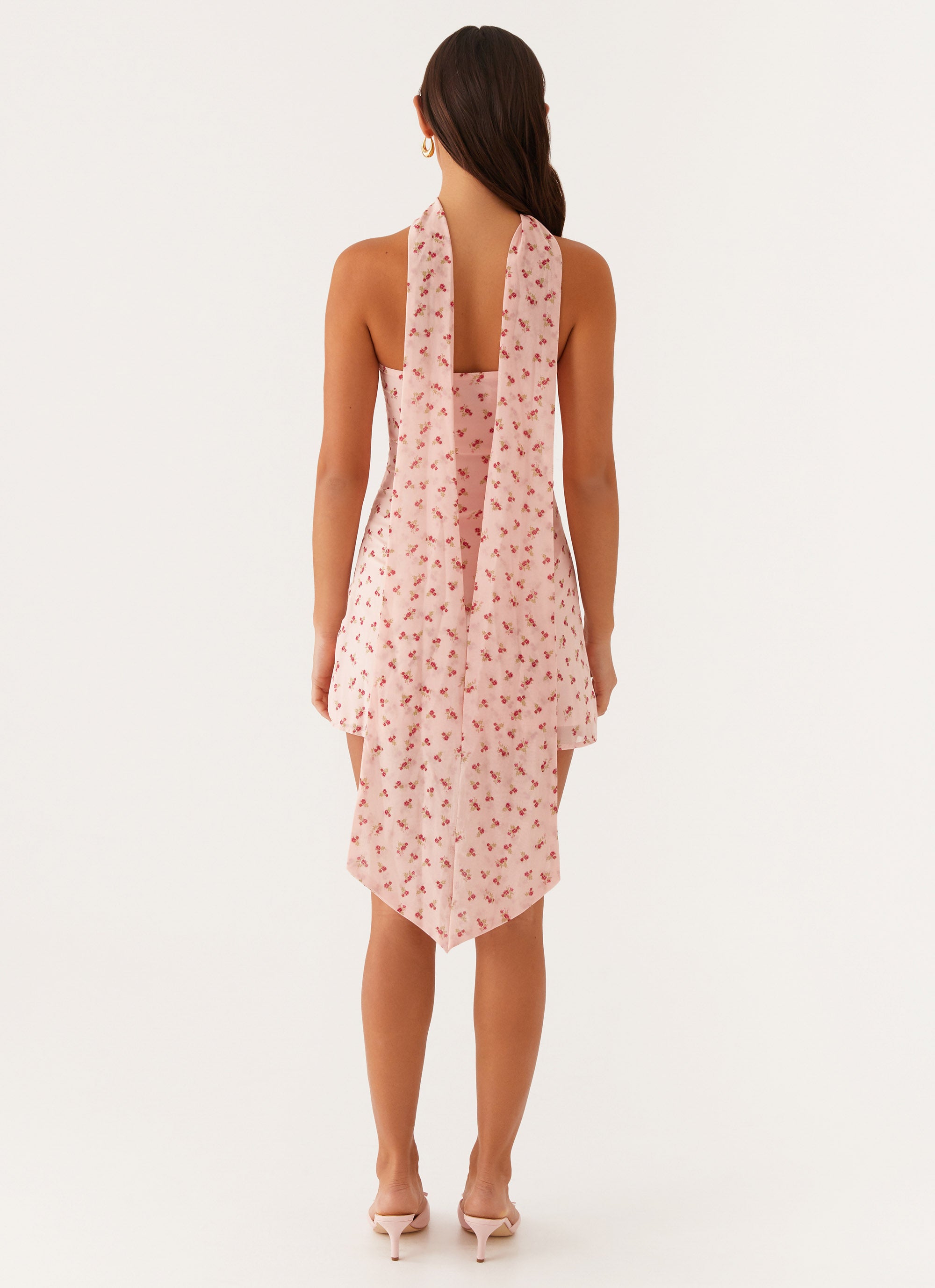 Kiesha Strapless Scarf Mini Dress - Pink Flower