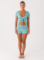Kristelle Crochet Shorts - Turquoise