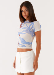 Late Night Mesh Baby Tee - Bloom Wave Print