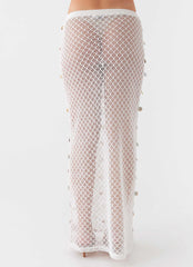 Lovina Shell Knit Maxi Skirt - White