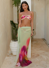 Low Tide Sarong Maxi Skirt - Green Tropical