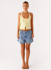 Madden Knit Scarf Top - Yellow