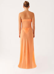 Mattie Strapless Maxi Dress - Orange