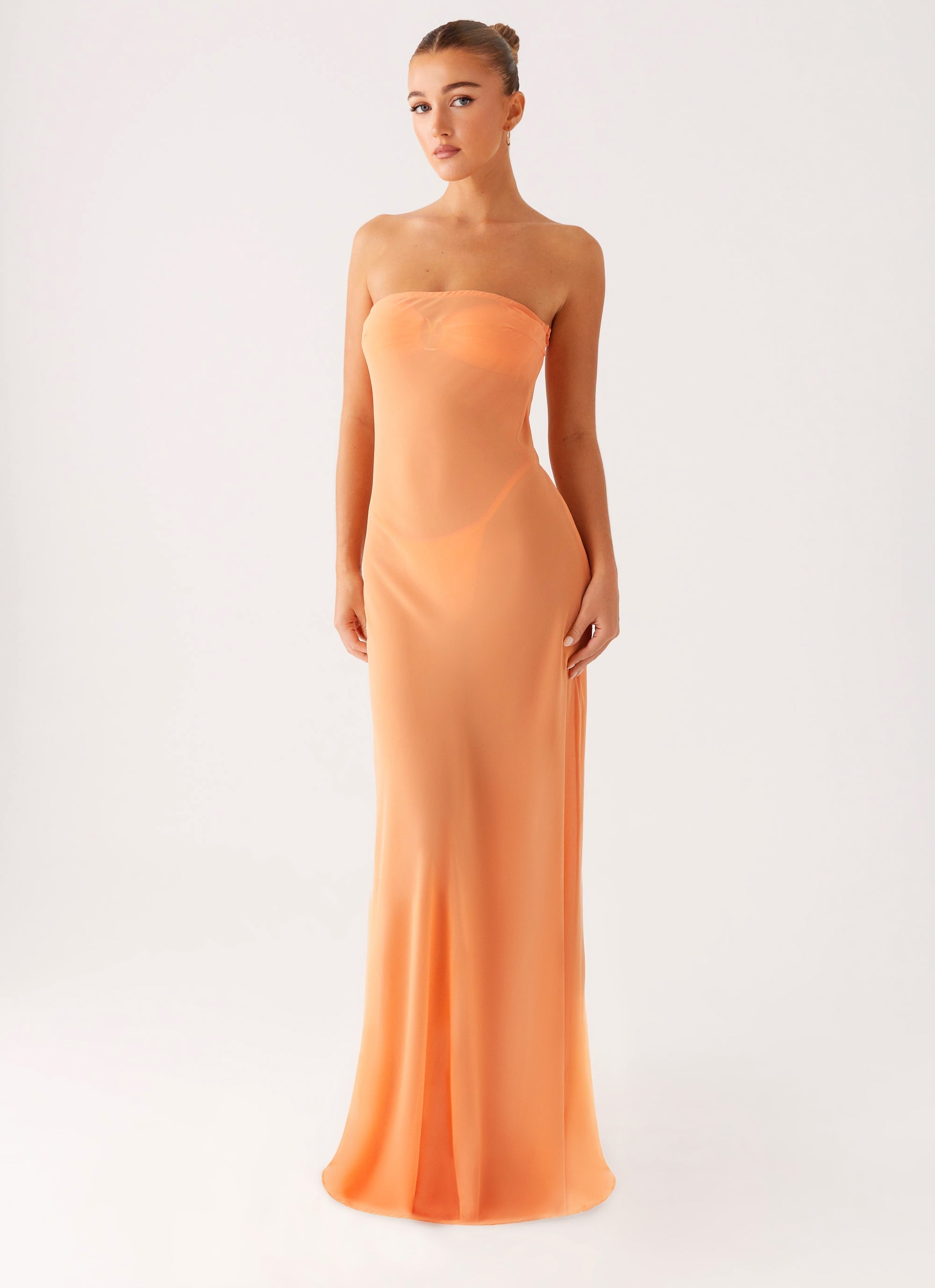 Mattie Strapless Maxi Dress - Orange
