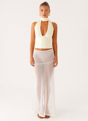 Milos Scarf Halter Neck Top - Yellow